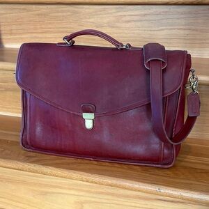 Vintage 90s Coach Morgan Burgundy Leather Briefcase